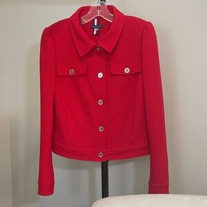 Tommy Hilfiger Red Cropped Jacket with Gold Buttons
